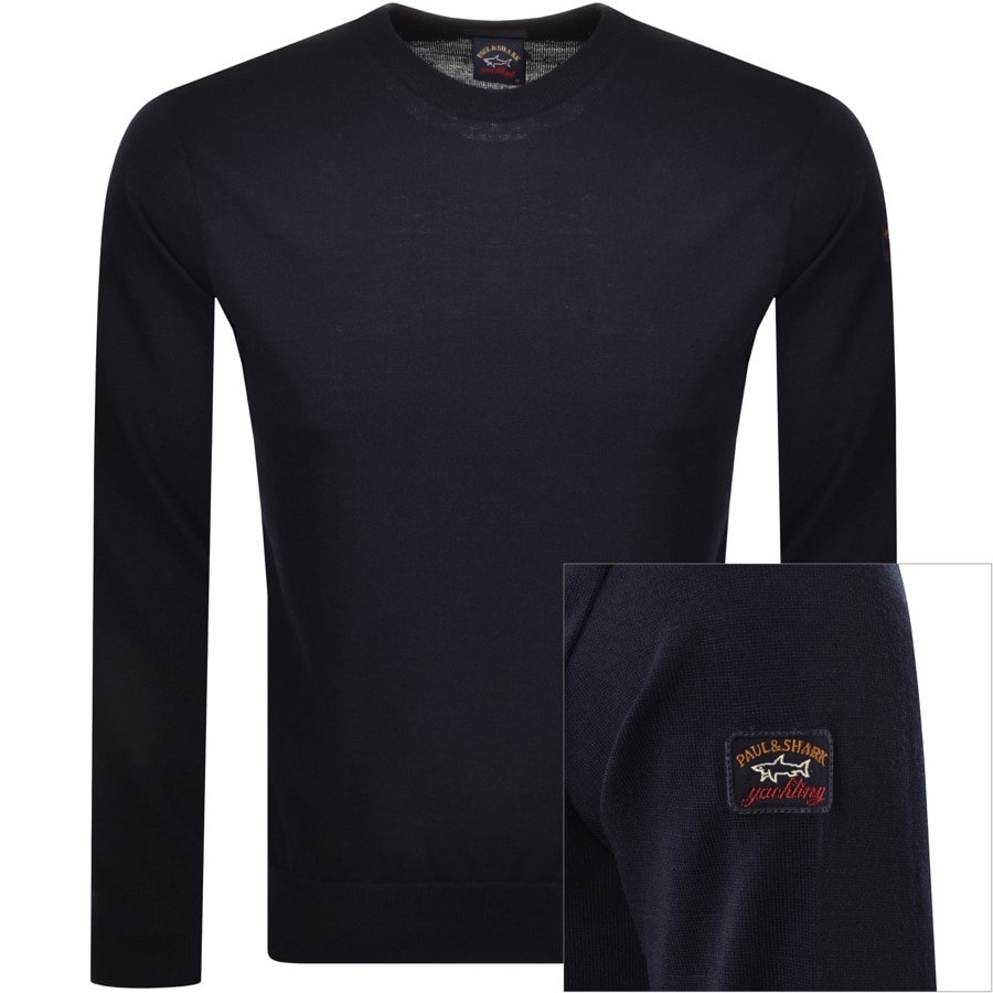 Alternative Image for ProductPaul And Shark Crew Neck Wool Jumper Navy1